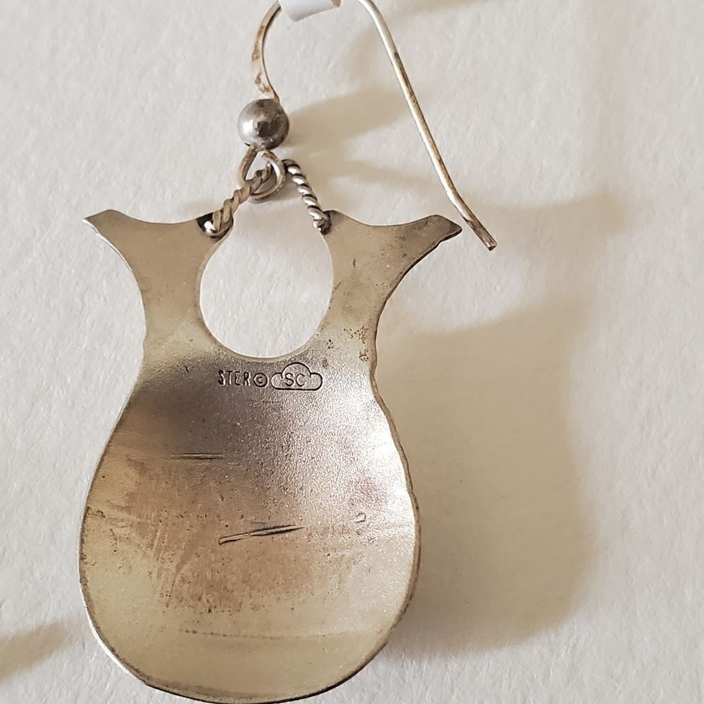 NAVAJO 925 Sterling Silver - Vintage Vase Etched Detail Drop Earrings - Picture 3 of 6